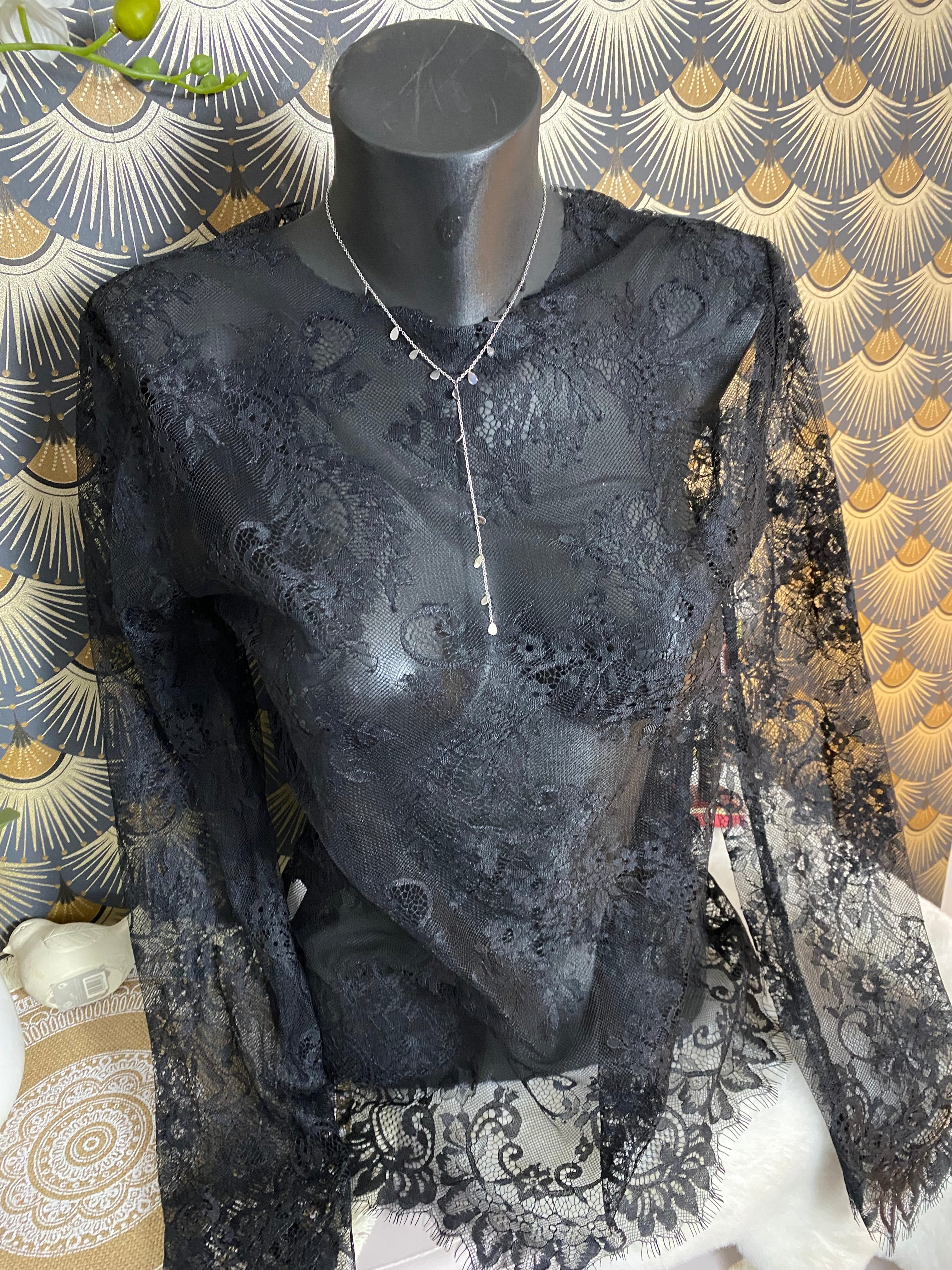 TOP DENTELLE GINA  TU 36/42  NOIR