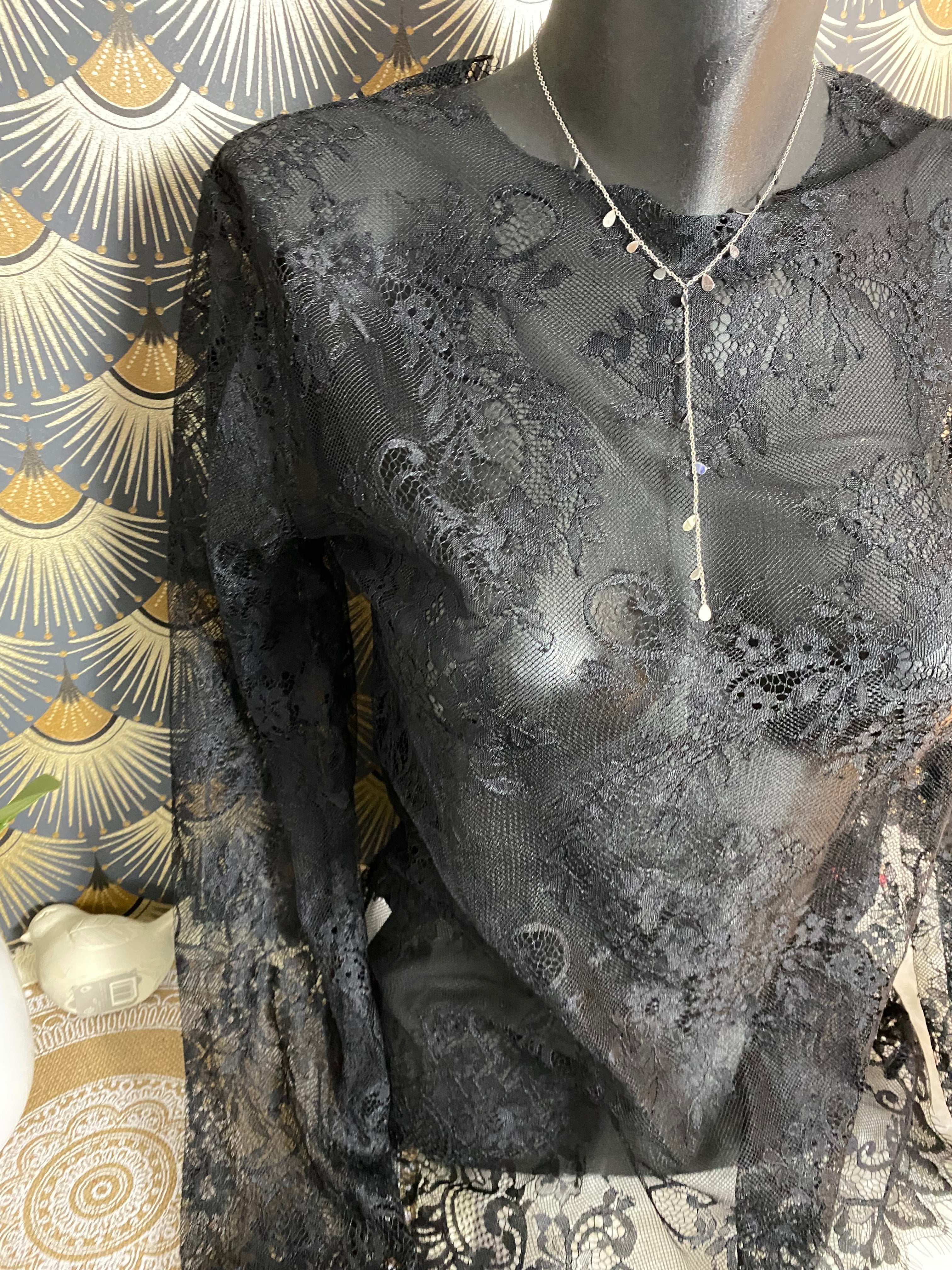 TOP DENTELLE GINA  TU 36/42  NOIR