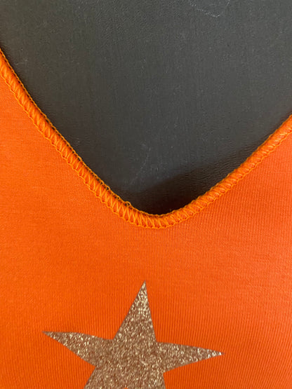 TOP STELLA 42/48  DEUX COLORIS ( BLANC CASSE ET ORANGE)