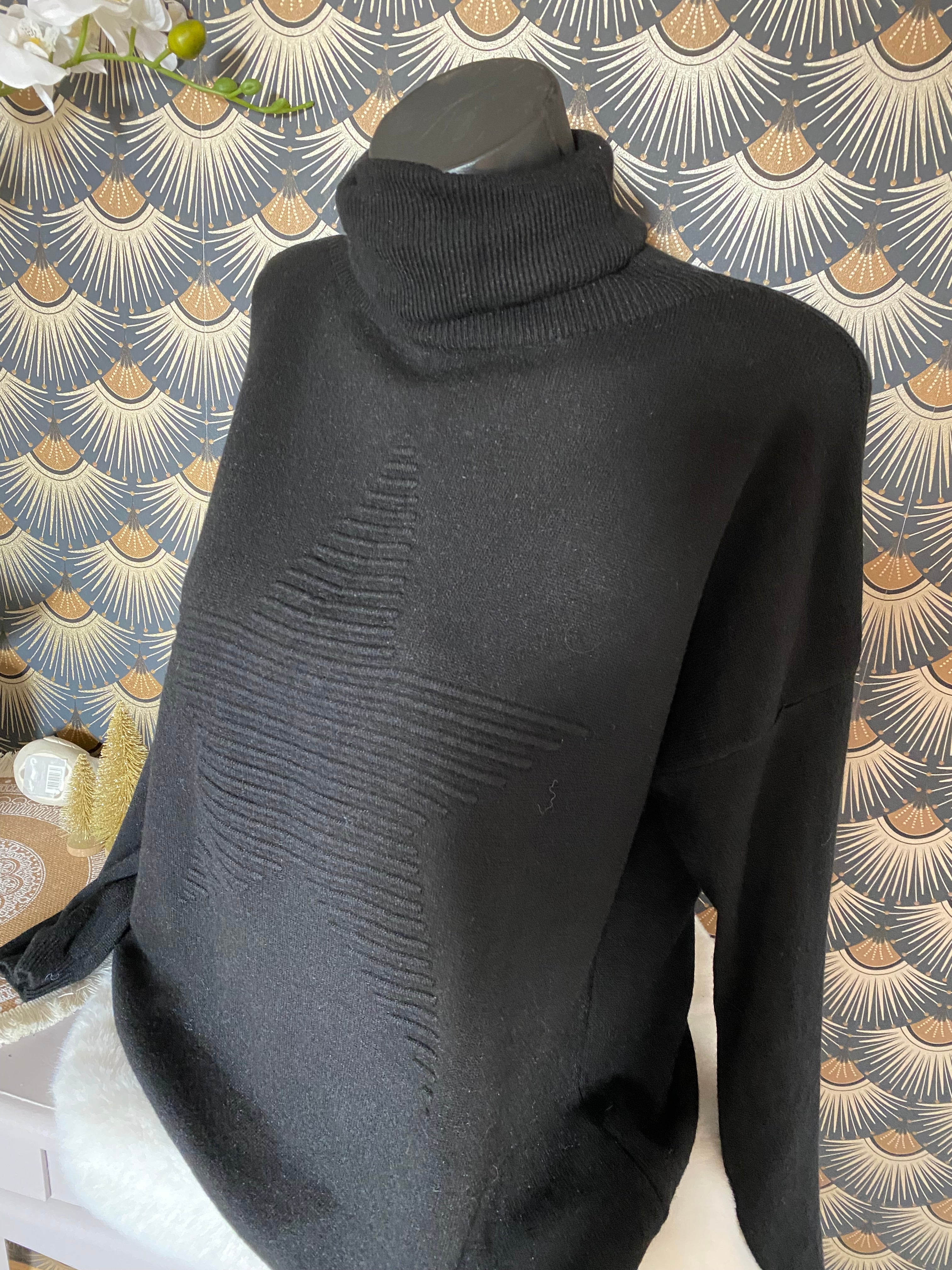 PULL COL ROULE  ETOILE TU 36/46 NOIR
