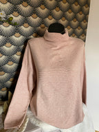 PULL COL ROULE  ETOILE TU 36/46 ROSE PALE