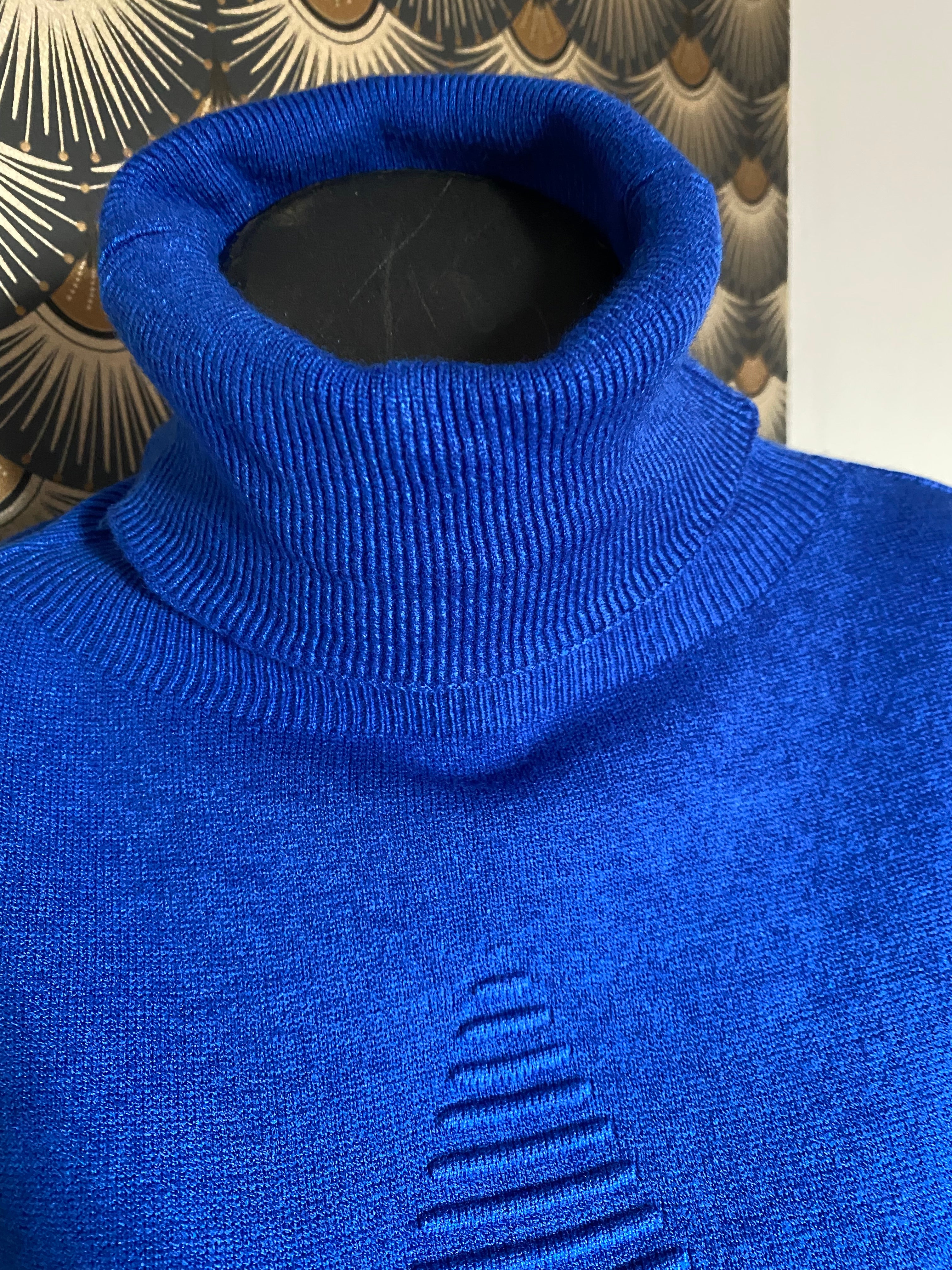 PULL COL ROULE  ETOILE TU 36/46 BLEU ROI