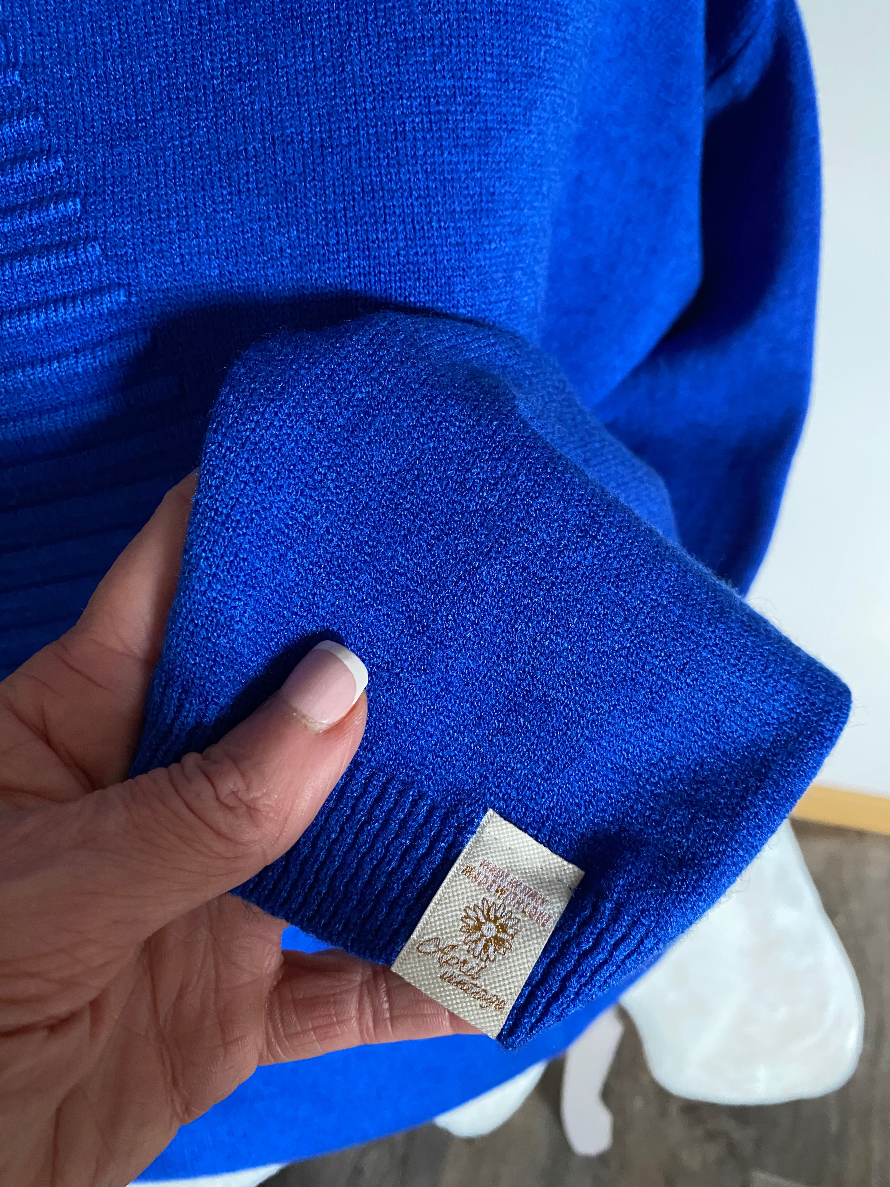 PULL COL ROULE  ETOILE TU 36/46 BLEU ROI