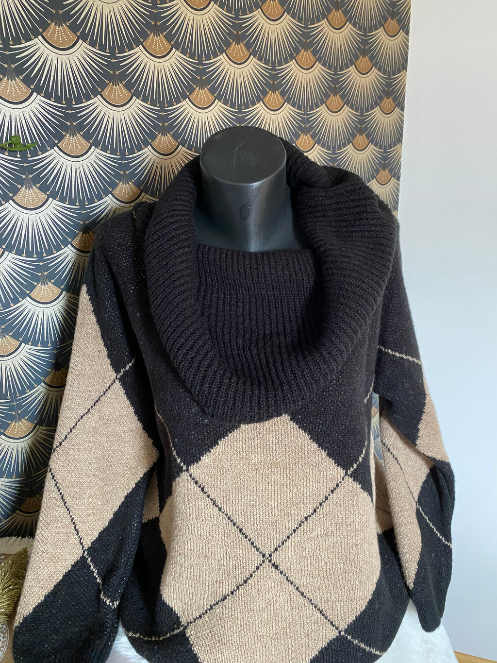 PULL COL BARDOT NOIR TU36/44