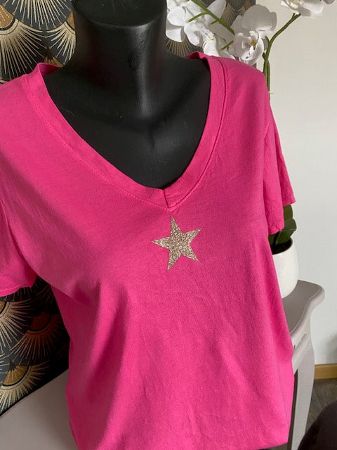 TEE-SHIRT ETOILE FUSHIA    36/44