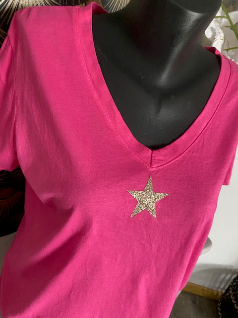 TEE-SHIRT ETOILE FUSHIA    36/44
