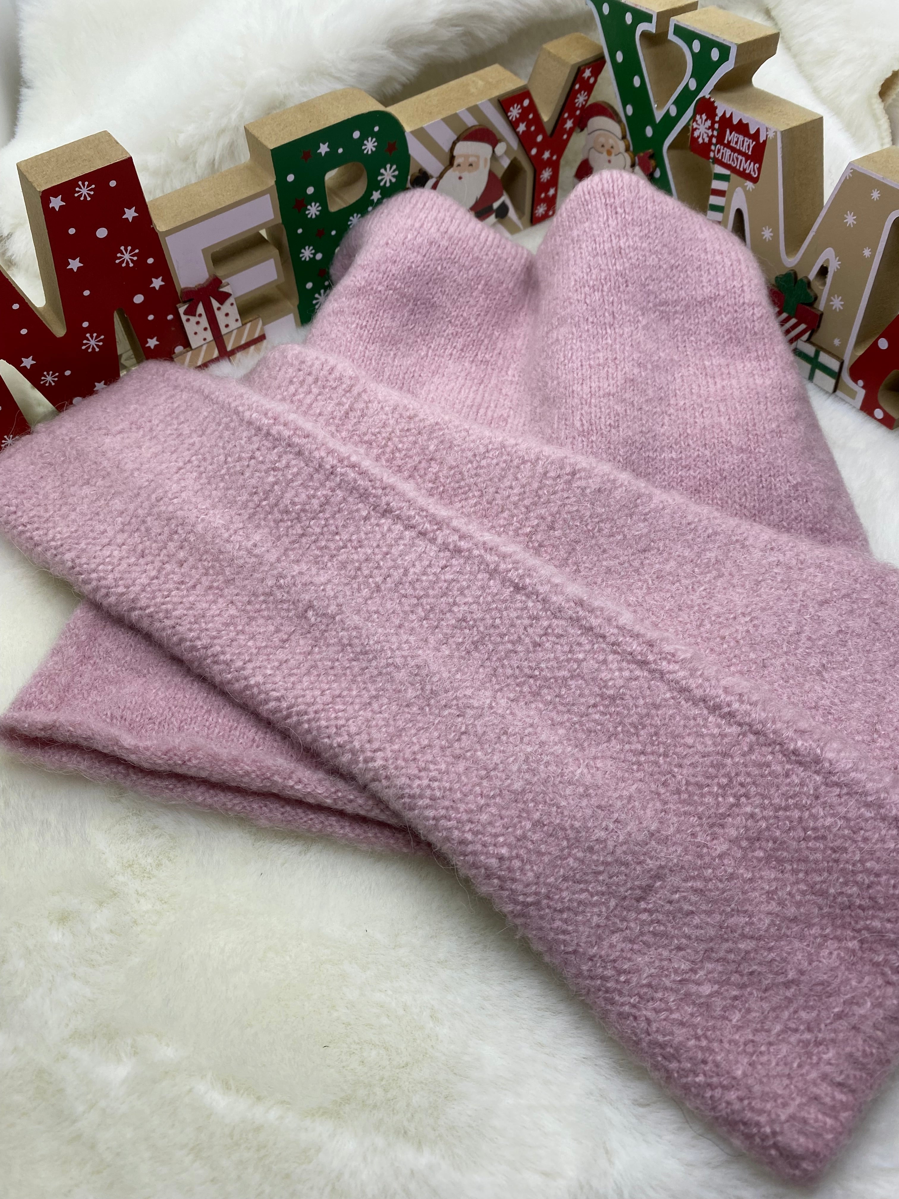 ENSEMBLE MITAINES ET TOUR DE COU  ROSE PALE  TU (baby alpaga)