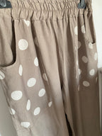 ENSEMBLE TOP PLUS PANTALON POIS BEIGE  TU 36/44