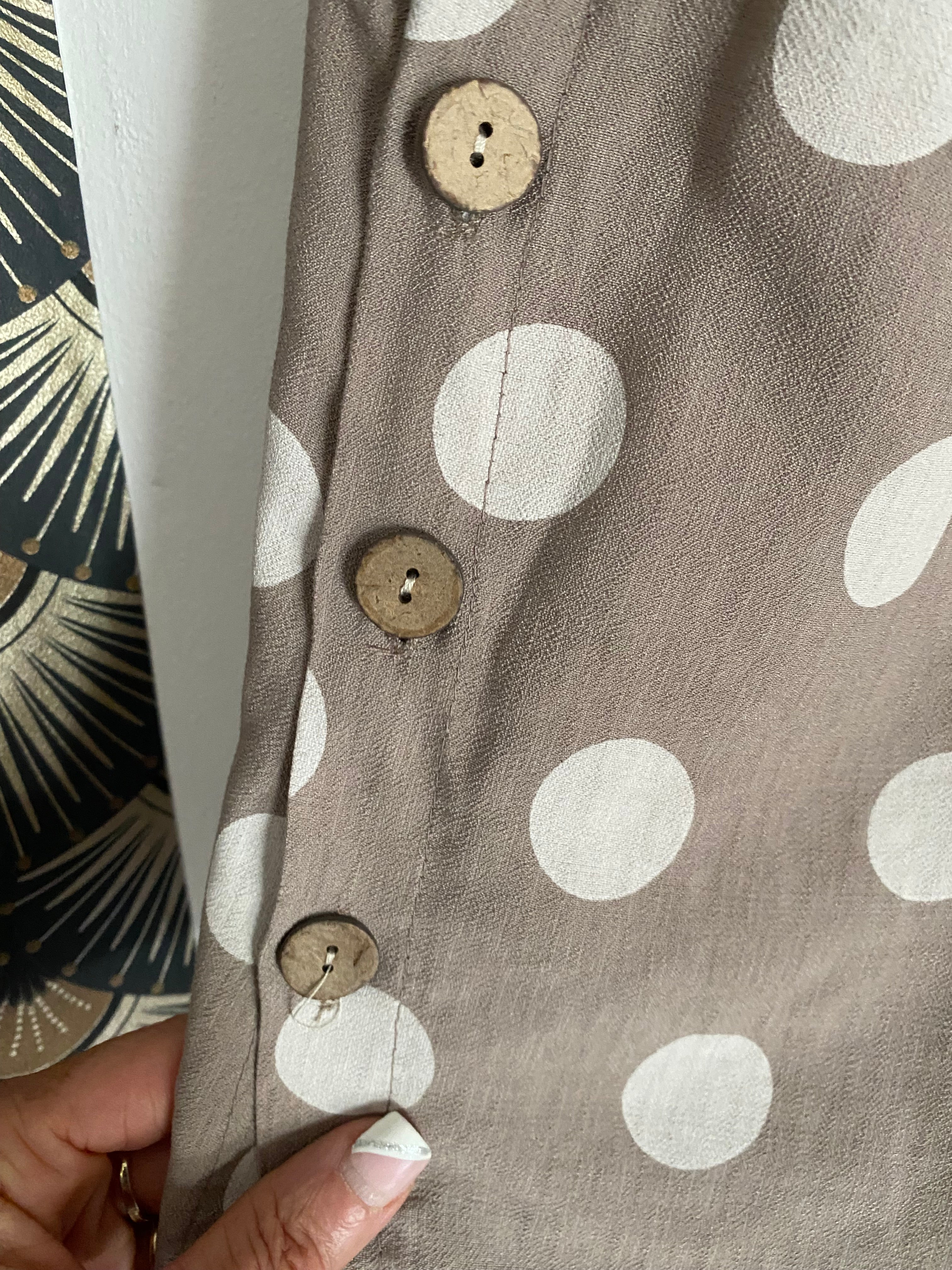 ENSEMBLE TOP PLUS PANTALON POIS BEIGE  TU 36/44