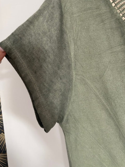 TEE-SHIRT FLEUR  KAKI  36 AU 42