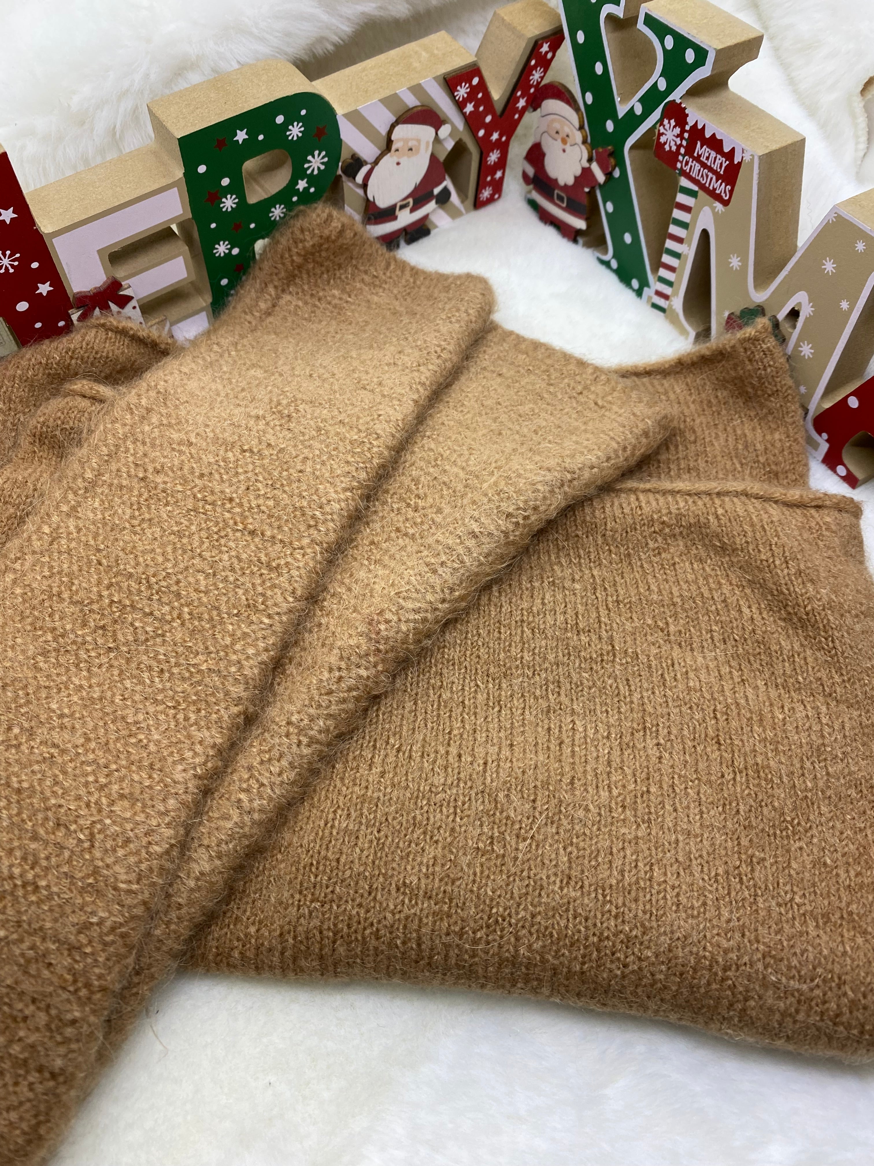 ENSEMBLE MITAINES ET TOUR DE COU  CAMEL   TU (baby alpaga)