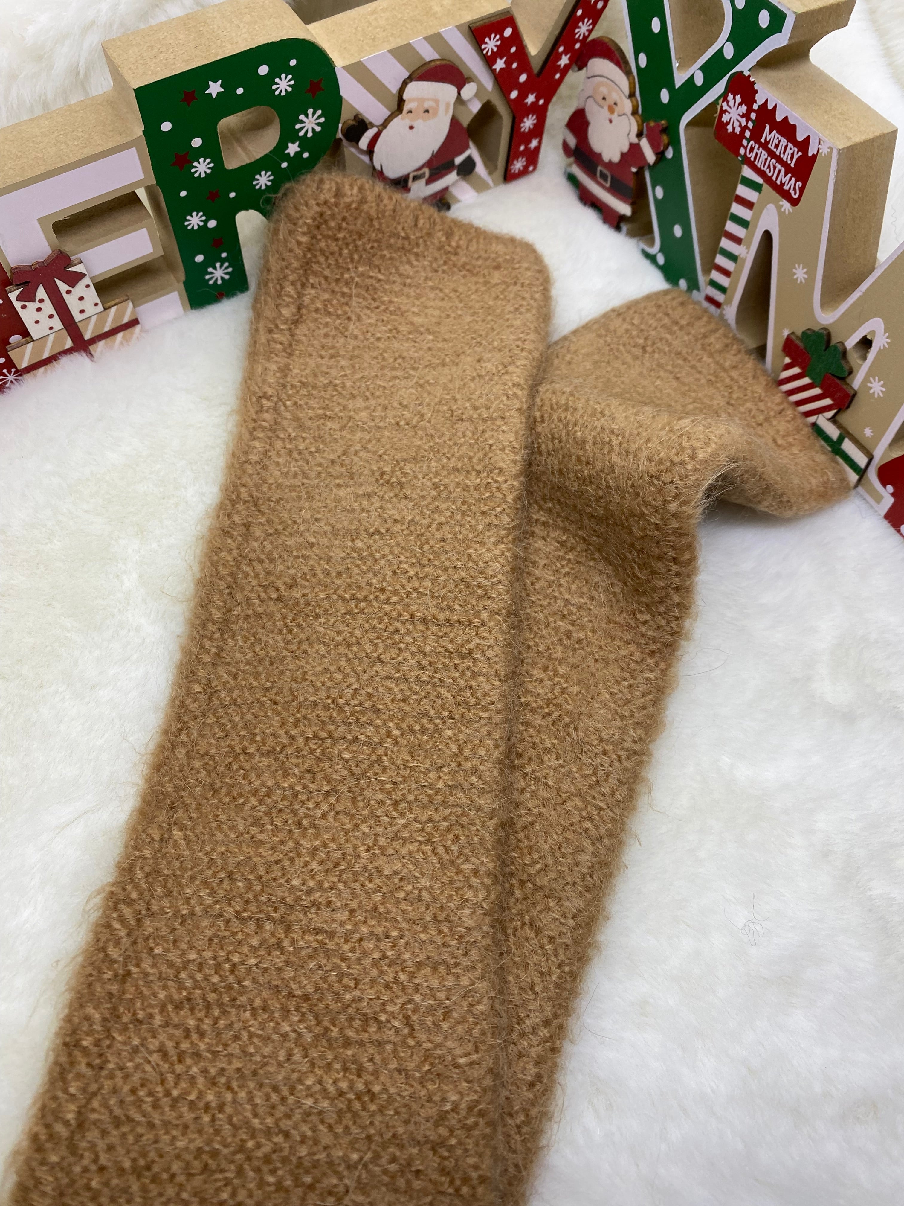 ENSEMBLE MITAINES ET TOUR DE COU  CAMEL   TU (baby alpaga)