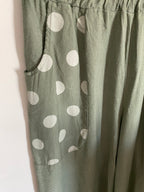 ENSEMBLE TOP PLUS PANTALON POIS KAKI  TU 36/44