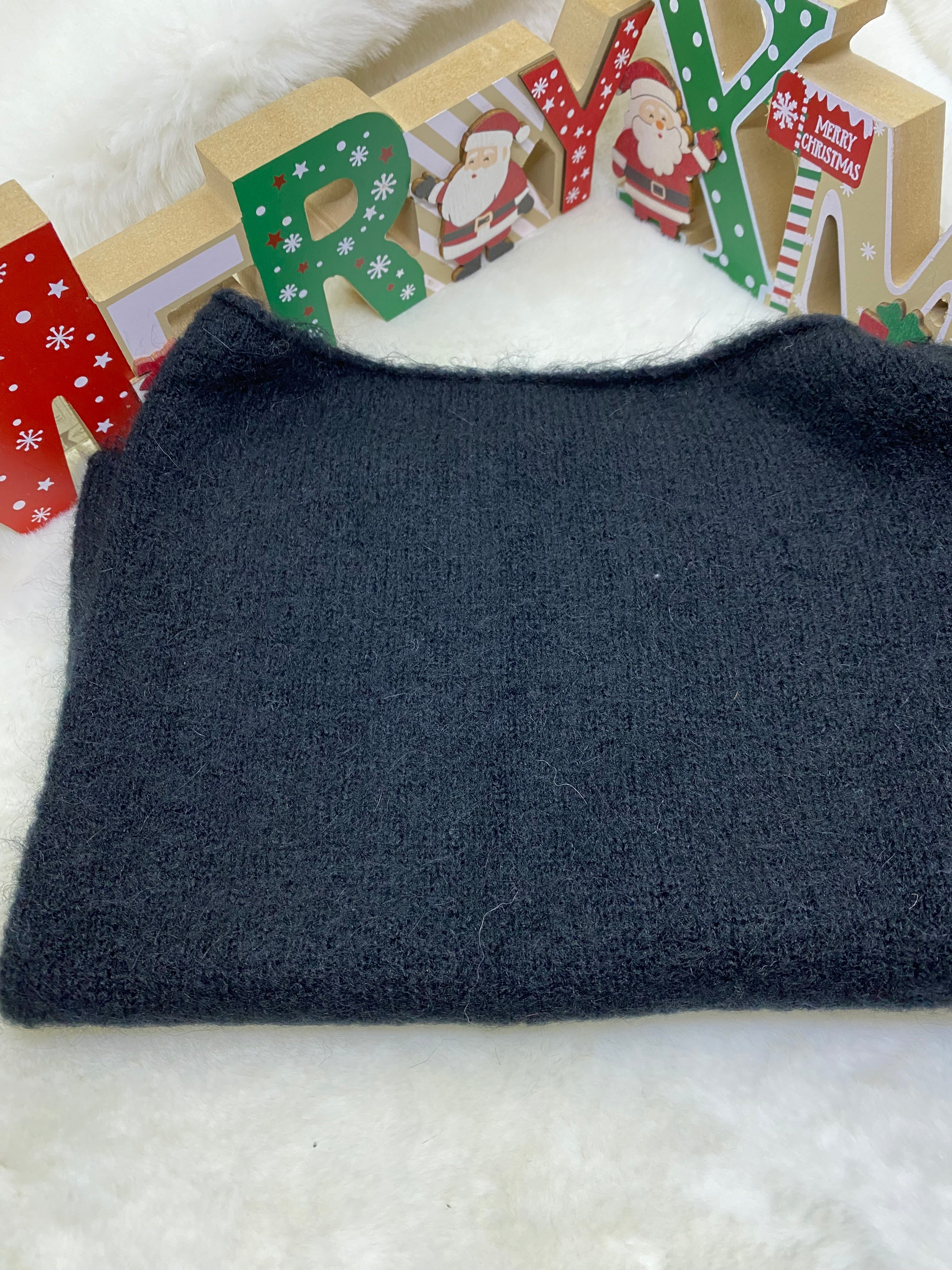 ENSEMBLE MITAINES ET TOUR DE COU NOIR TU (baby alpaga)