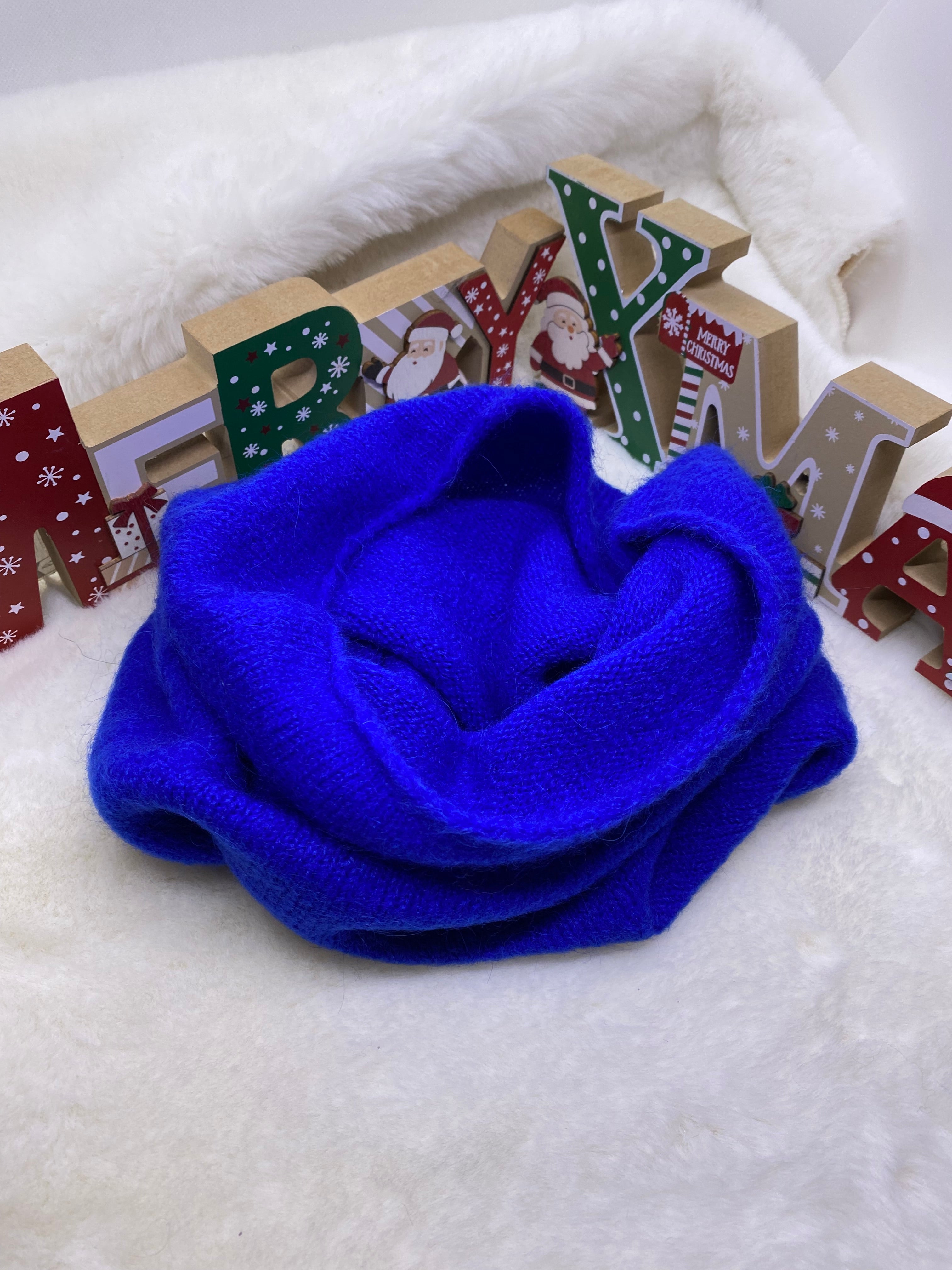 ENSEMBLE MITAINES ET TOUR DE COU BLEU ROI  TU (baby alpaga)