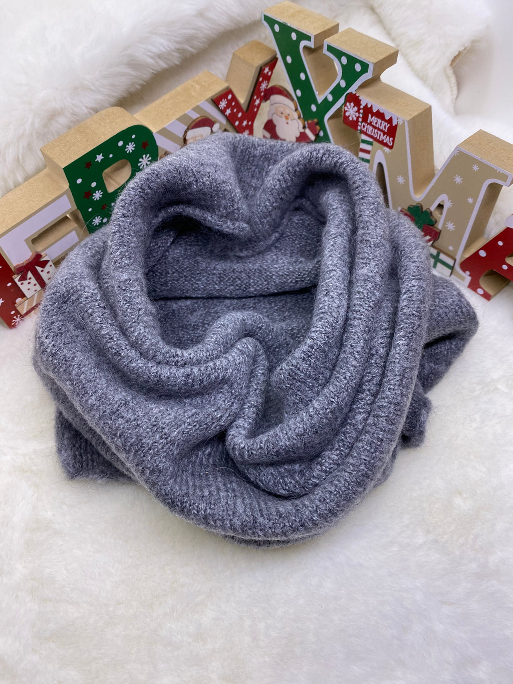 ENSEMBLE MITAINES ET TOUR DE COU GRIS TU (baby alpaga)