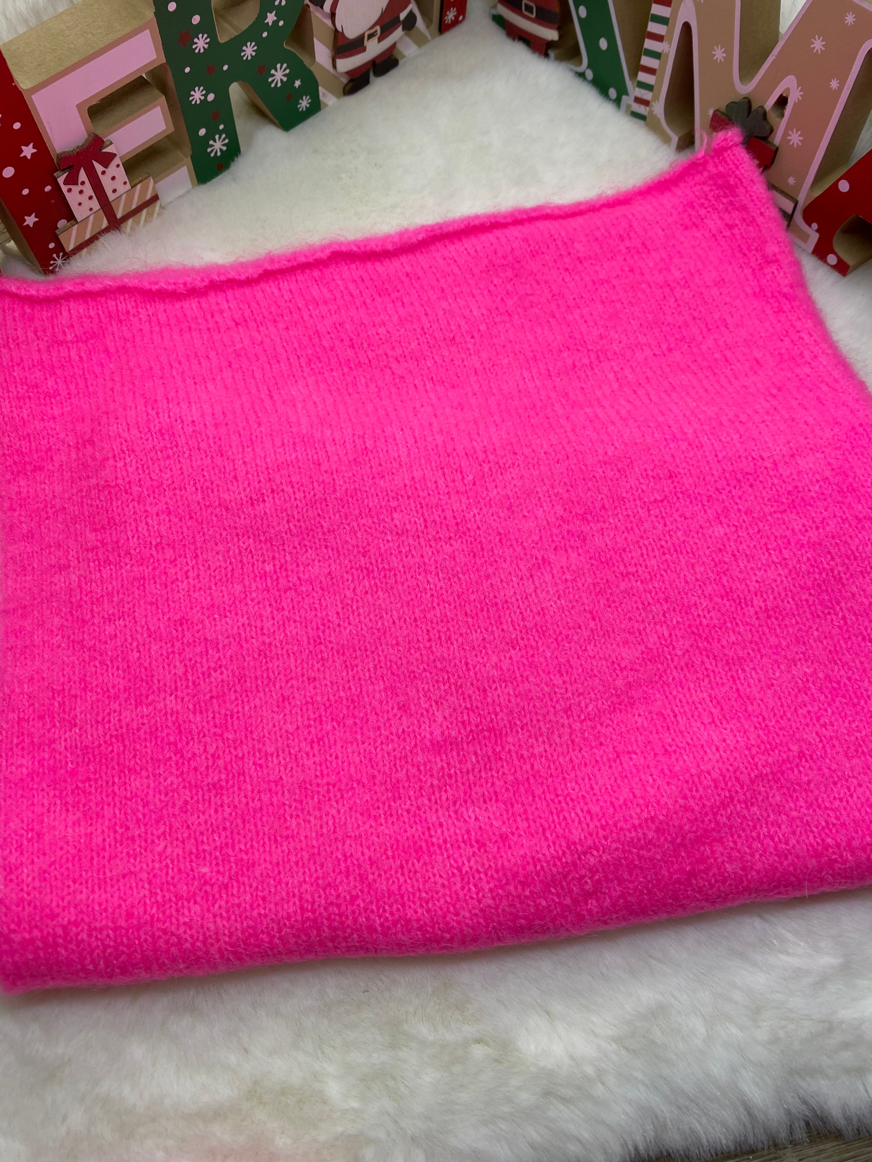 ENSEMBLE MITAINES ET TOUR DE COU ROSE FLUO TU (baby alpaga)