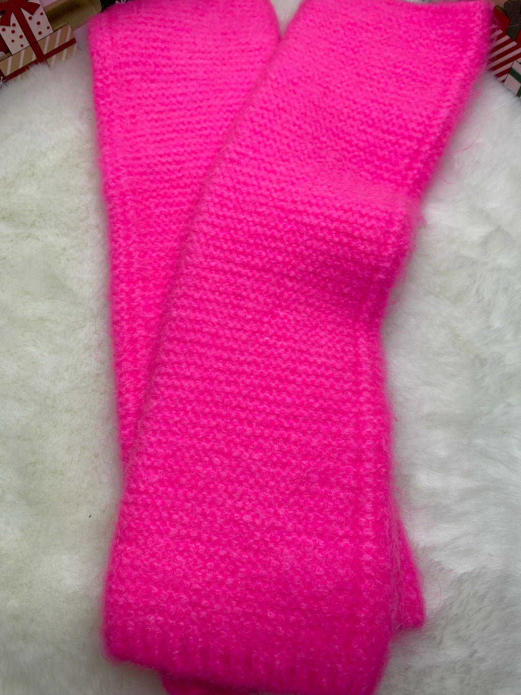 ENSEMBLE MITAINES ET TOUR DE COU ROSE FLUO TU (baby alpaga)