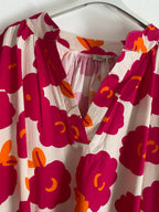 ROBE COURTE   FLEURS FUSHIA  TU 38/48