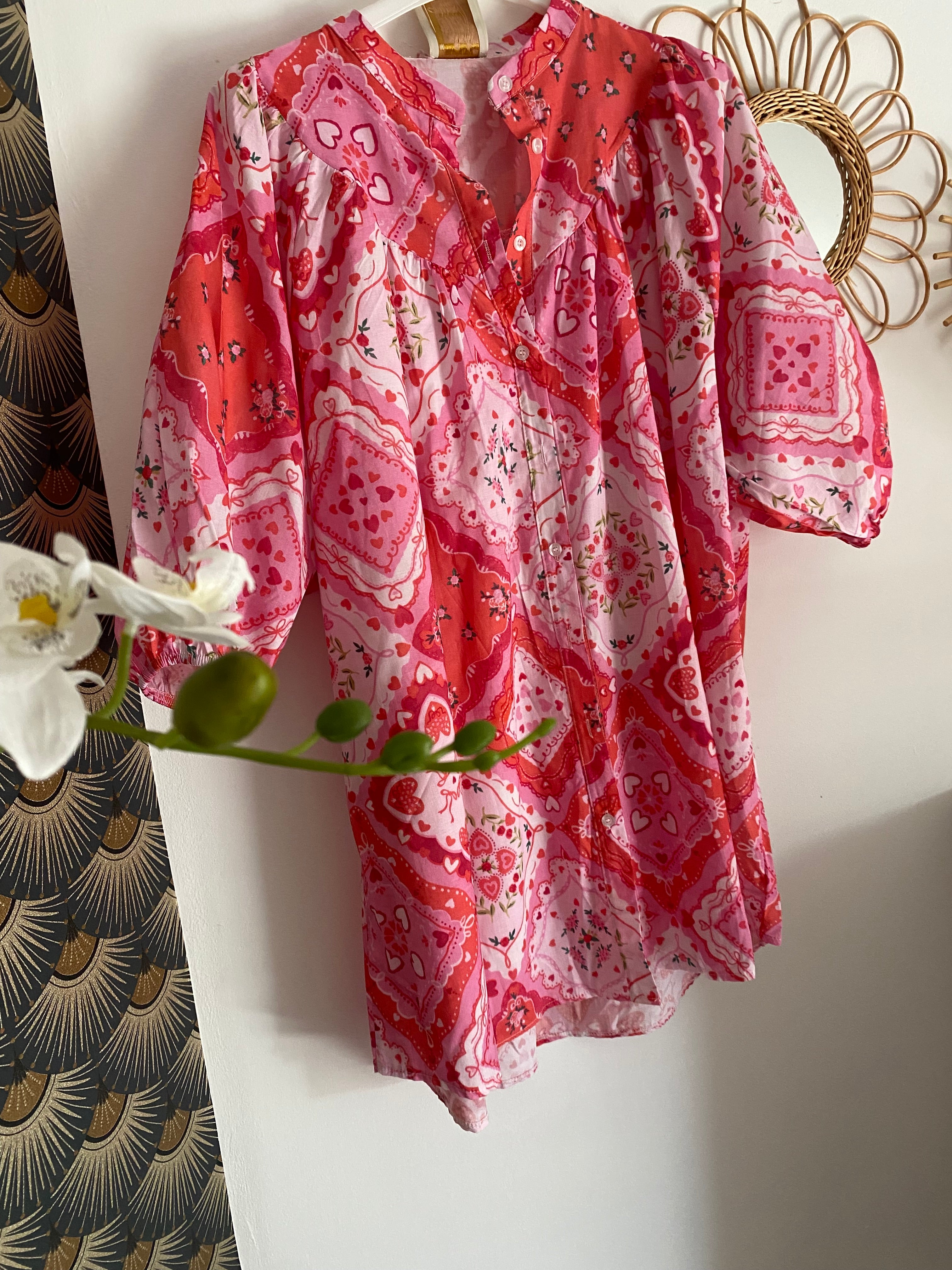 ROBE APRIL VINTAGE COEURS ROSE  TU 36/44