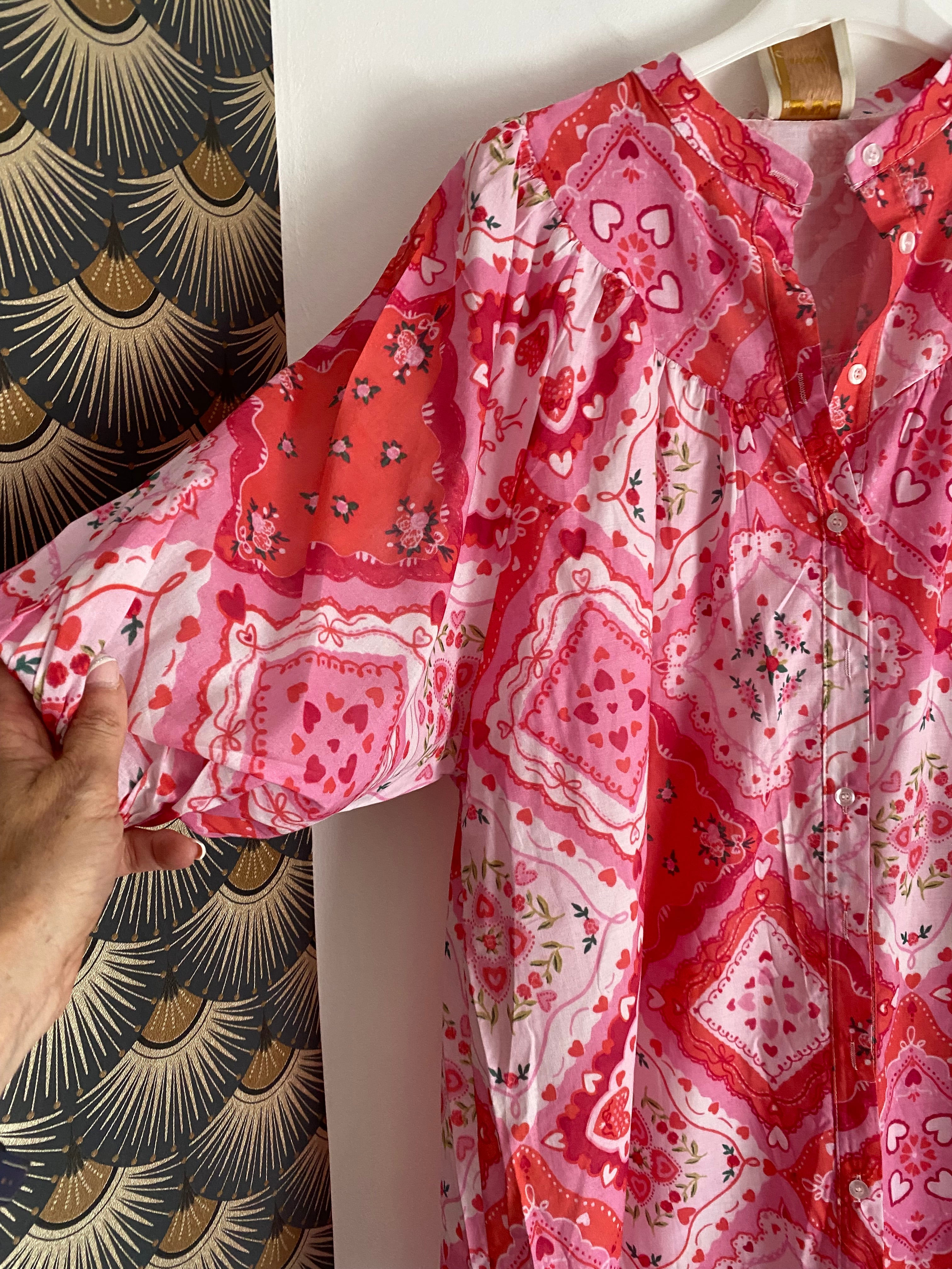 ROBE APRIL VINTAGE COEURS ROSE  TU 36/44