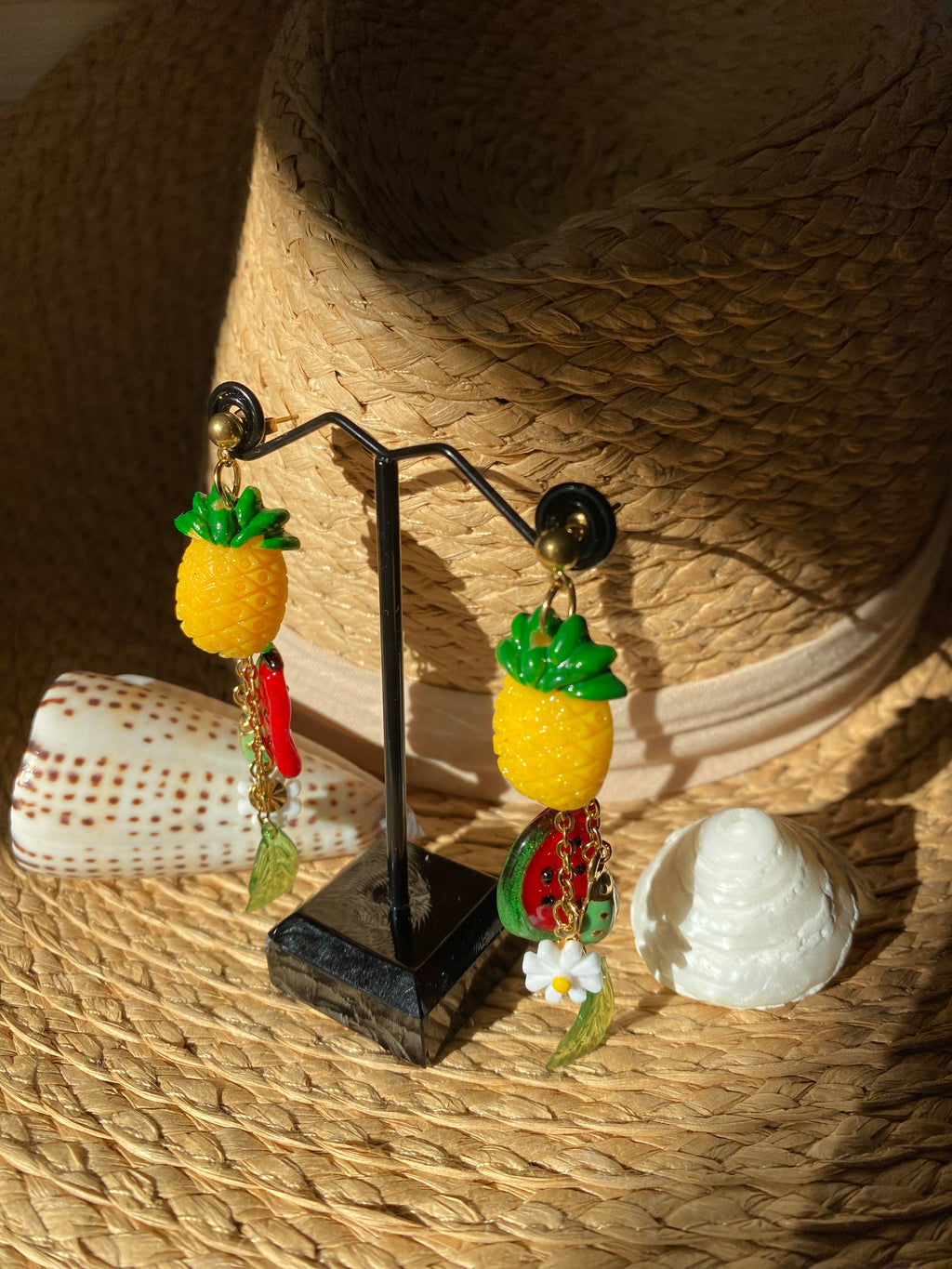 BOUCLES D'OREILLES PENDANTES ANANAS