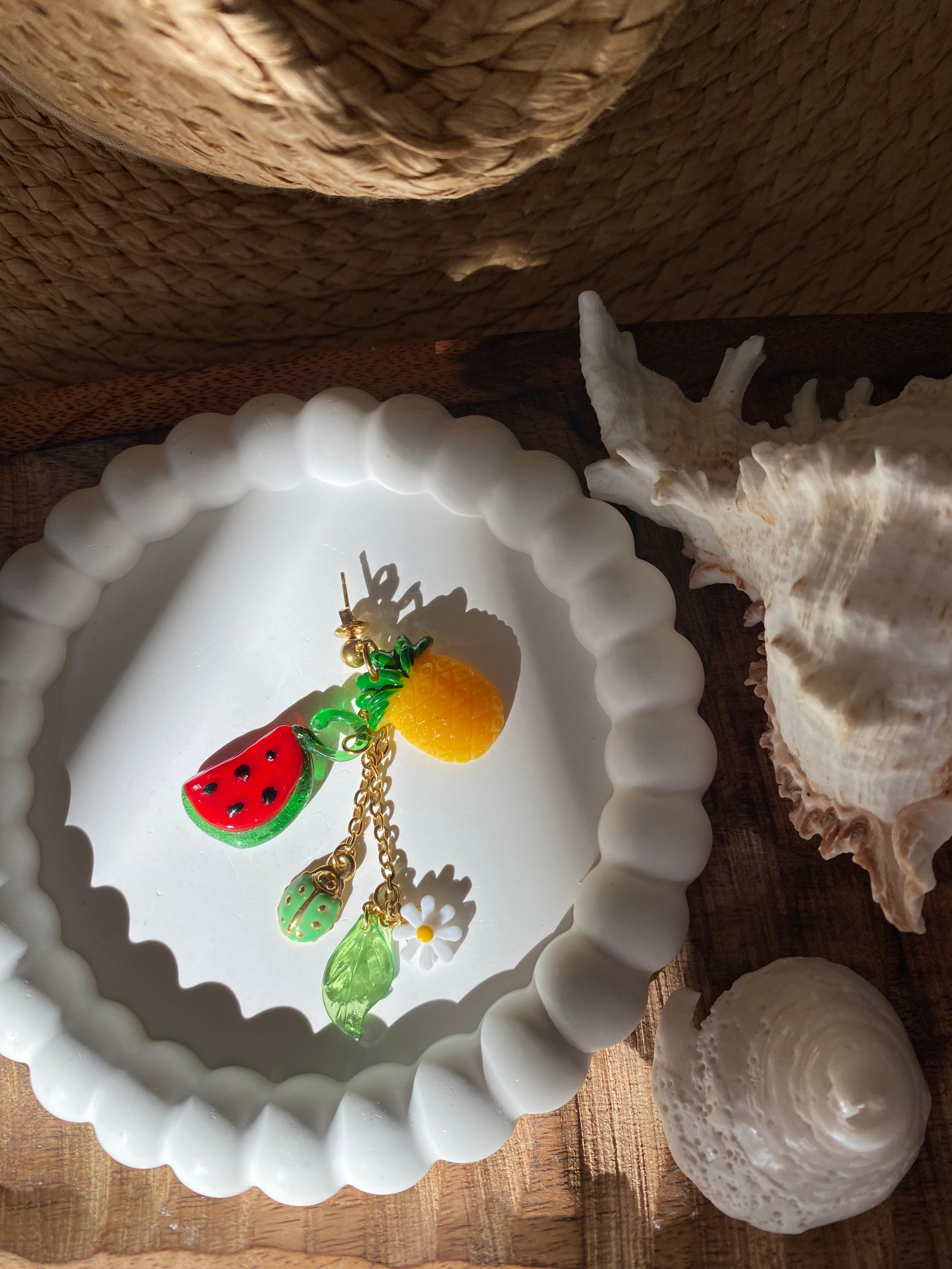 BOUCLES D'OREILLES PENDANTES ANANAS