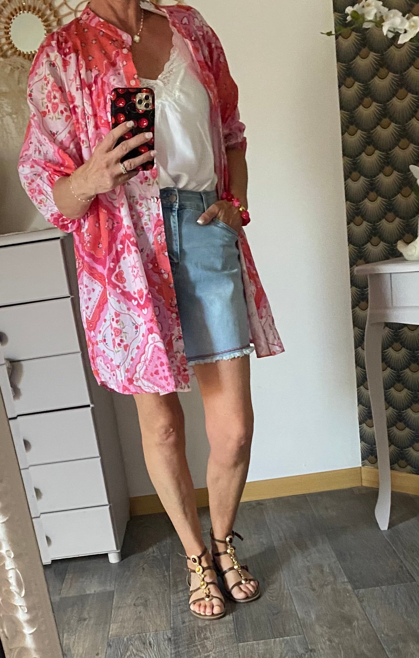 ROBE APRIL VINTAGE COEURS ROSE  TU 36/44