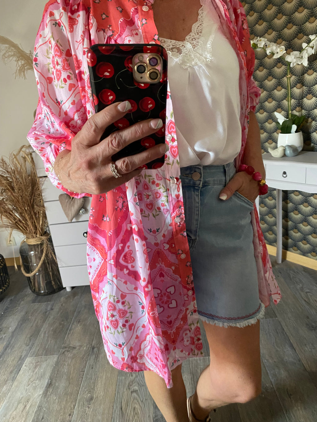 ROBE APRIL VINTAGE COEURS ROSE  TU 36/44