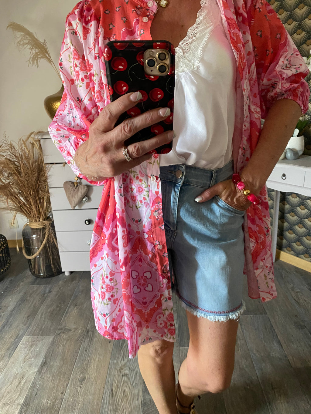 ROBE APRIL VINTAGE COEURS ROSE  TU 36/44