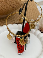 BOUCLES D 'OREILLES CREOLES PASTEQUE