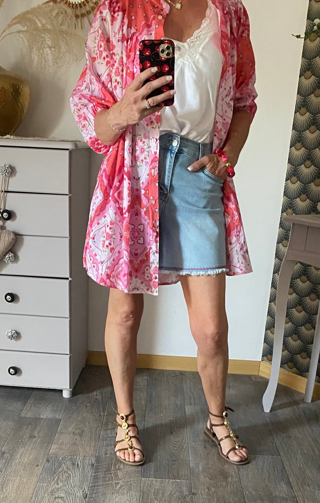 ROBE APRIL VINTAGE COEURS ROSE  TU 36/44