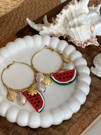 BOUCLES D 'OREILLES CREOLES PASTEQUE