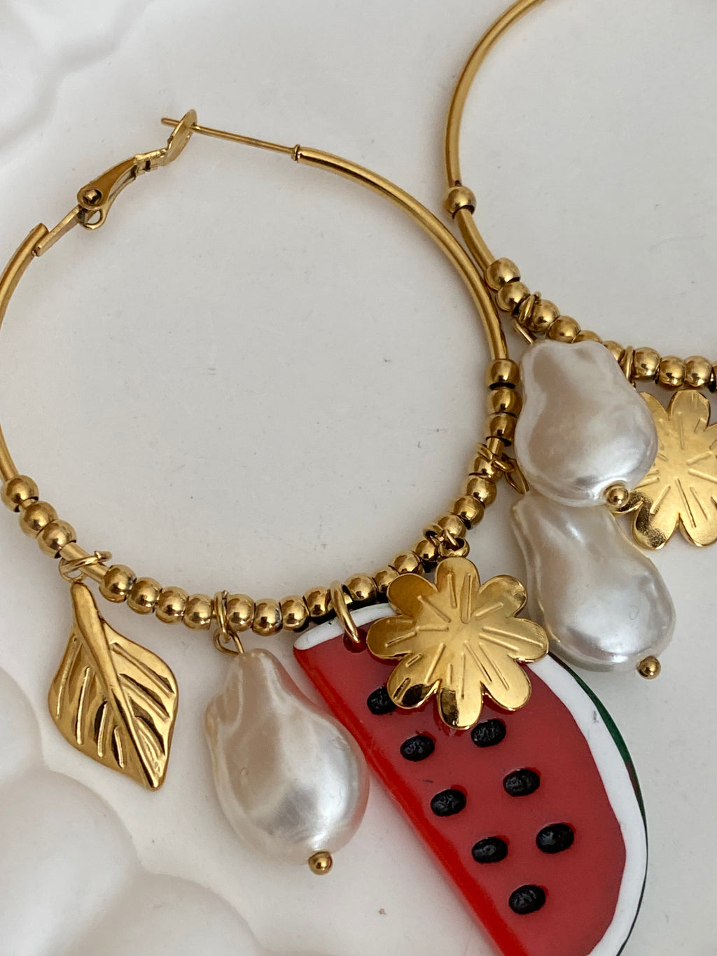 BOUCLES D 'OREILLES CREOLES PASTEQUE