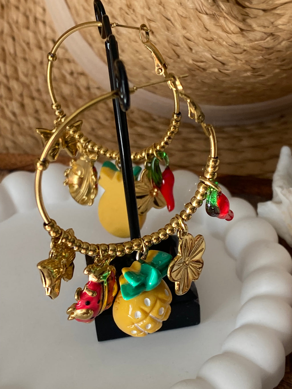 BOUCLES D'OREILLES CREOLES ANANAS