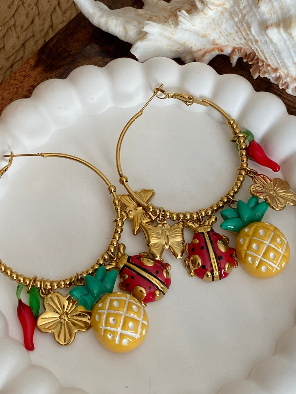 BOUCLES D'OREILLES CREOLES ANANAS