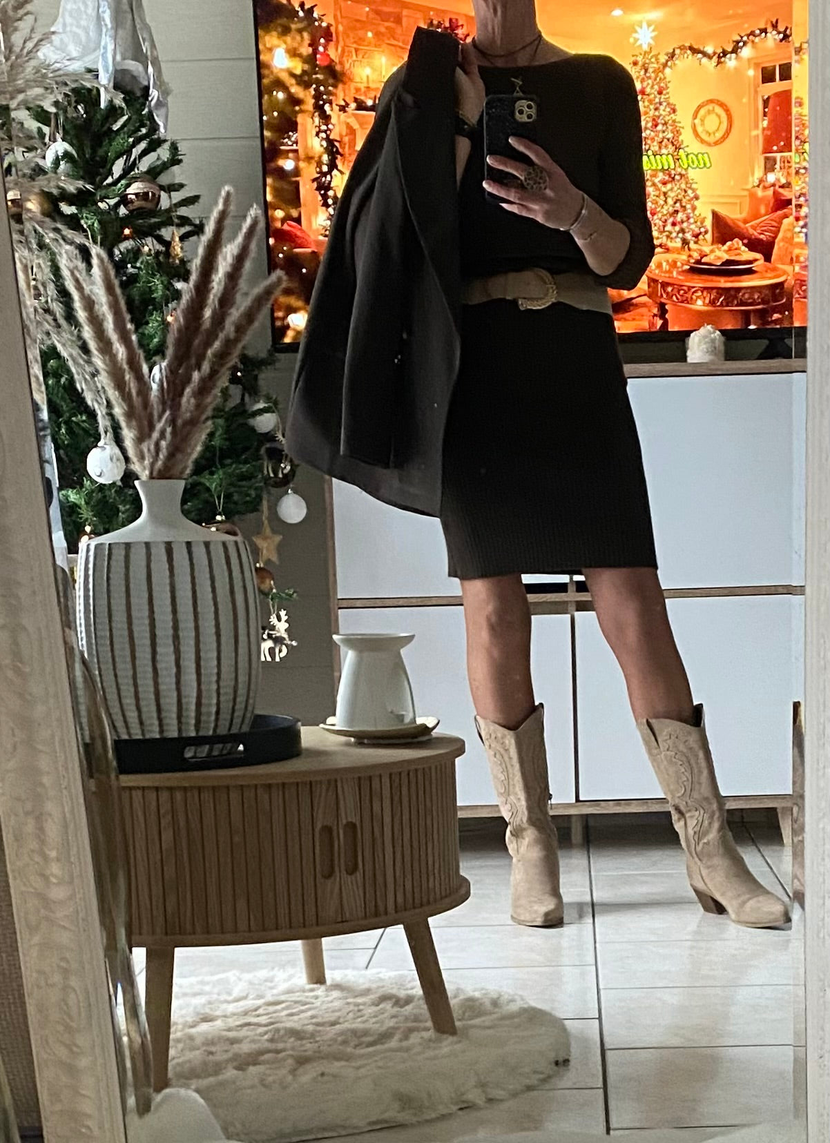 ENSEMBLE ROBE ET PULL CHOCO  TU 34/42