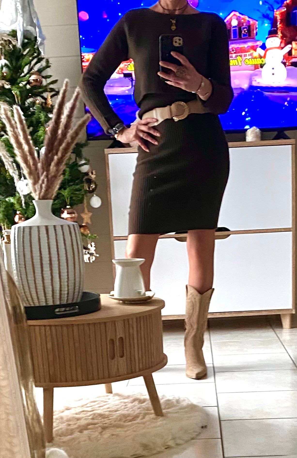 ENSEMBLE ROBE ET PULL CHOCO  TU 34/42