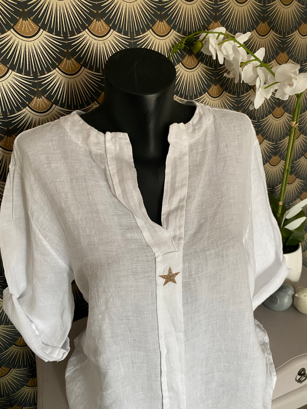BLOUSE ETOILE BLANCHE  TU 36/44 LIN