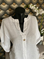 BLOUSE ETOILE BLANCHE  TU 36/44 LIN
