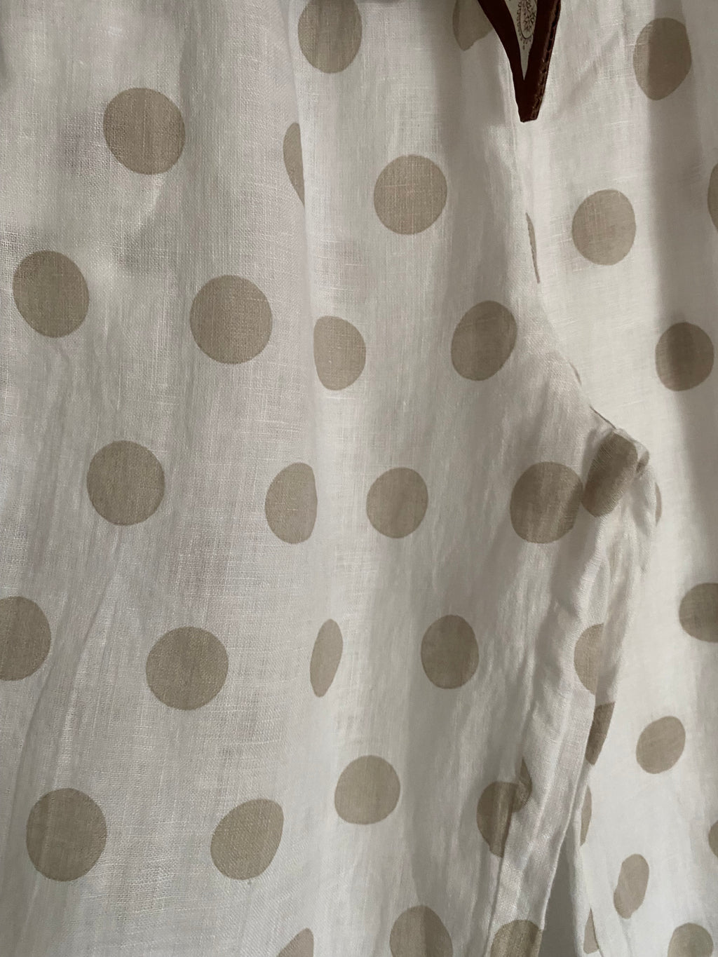 PANTALON LIN POIS  BLANC TU 36/42 PETIT 44