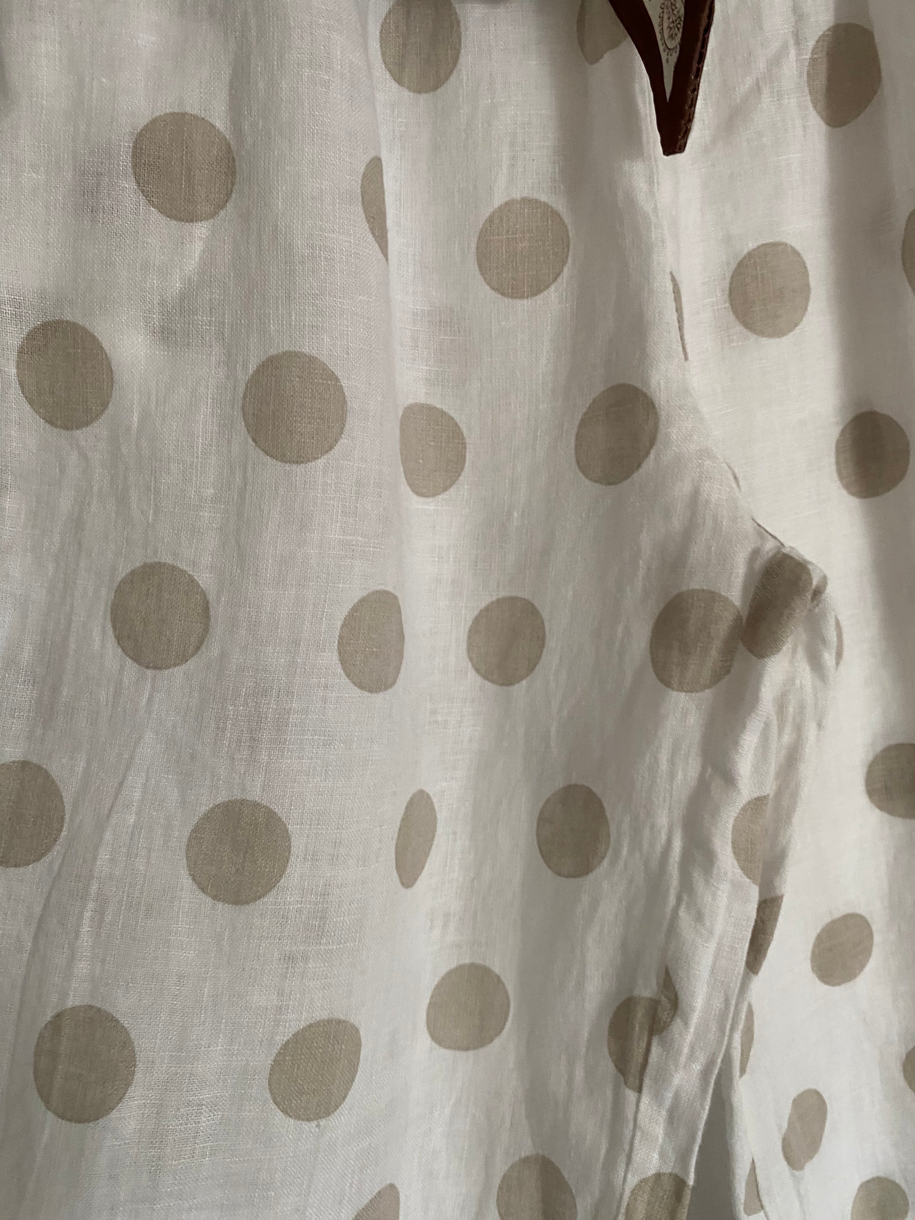 PANTALON LIN POIS  BLANC TU 36/42 PETIT 44
