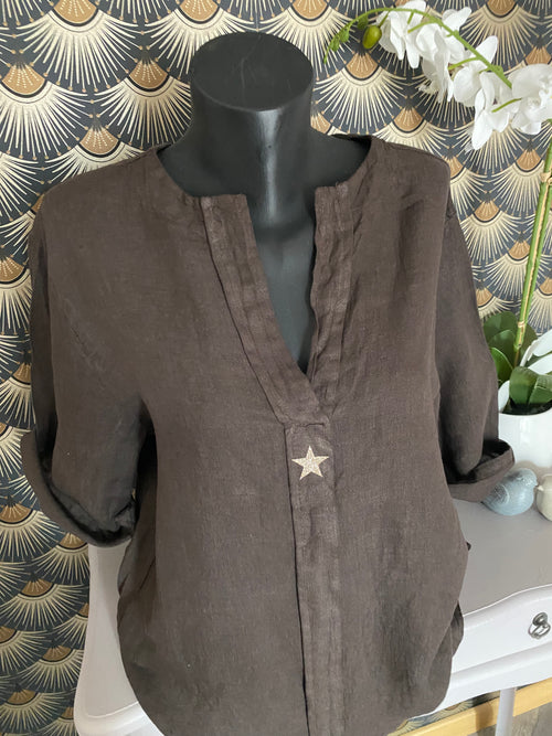 BLOUSE ETOILE CHOCO LIN TU 36/44