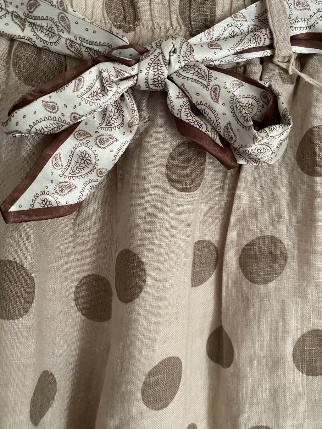 PANTALON LIN POIS  BEIGE TU 36/42 PETIT 44