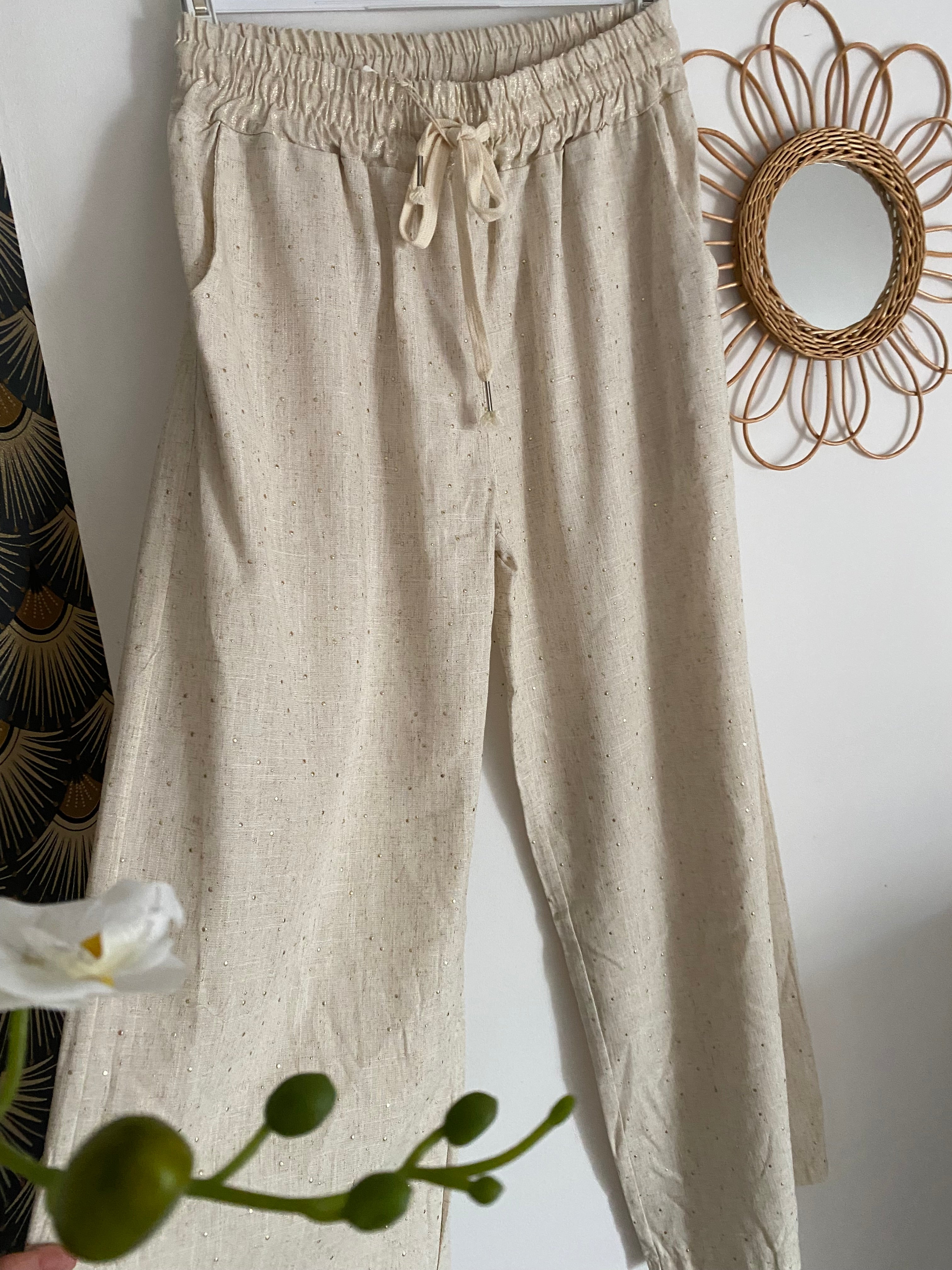 PANTALON A POIS DORES  TU 36/42 PETIT 44