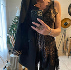 TOP DENTELLE LEOPARD ASYMETRIQUE   TU 38/44