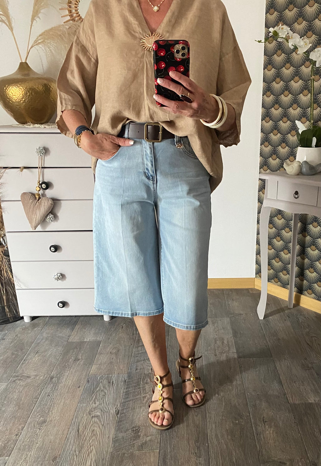 BLOUSE SOLEIL ISSY CAMEL  TU36/48 LIN
