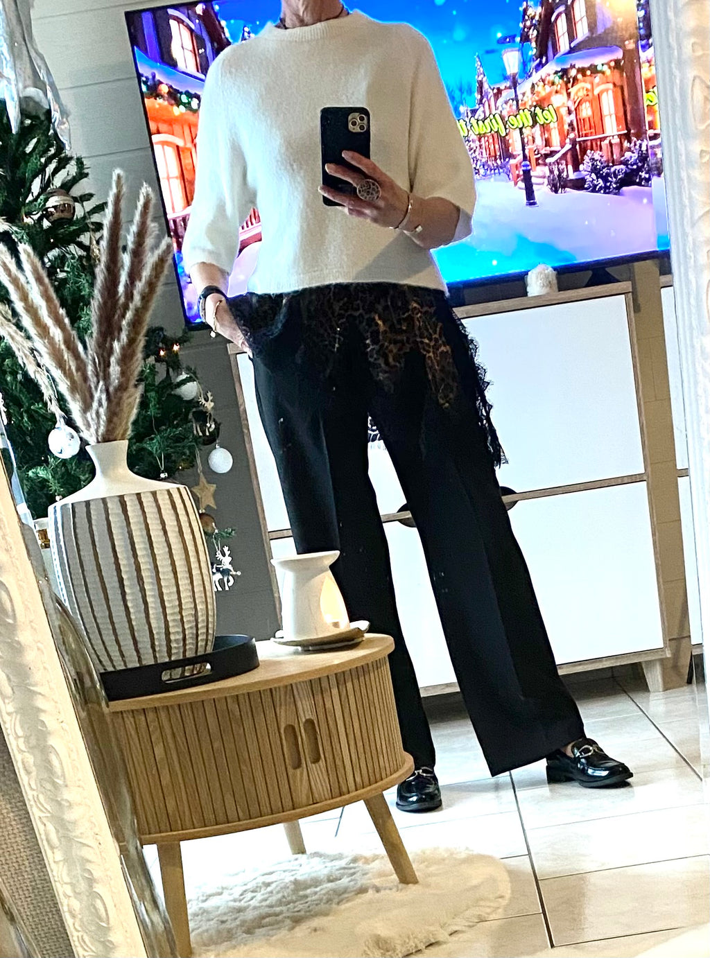 TOP DENTELLE LEOPARD ASYMETRIQUE   TU 38/44