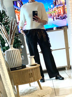 TOP DENTELLE LEOPARD ASYMETRIQUE   TU 38/44