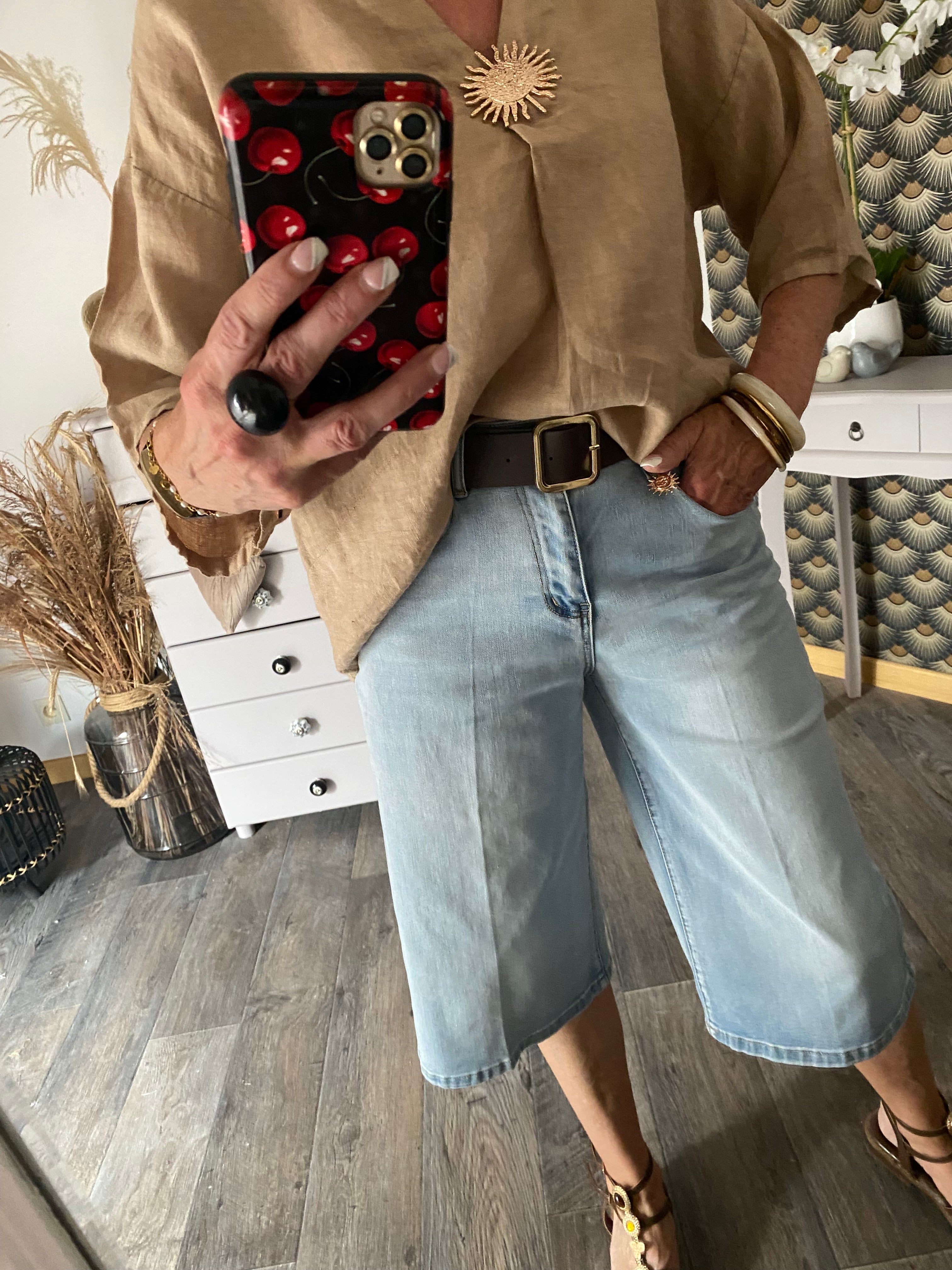 BLOUSE SOLEIL ISSY CAMEL  TU36/48 LIN